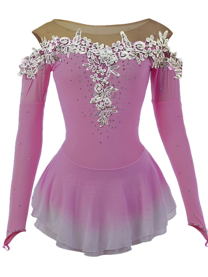 Figure Skating Dress Women's Girls' High Elasticity Dancewear Long Sleeve Ice Skating Dress