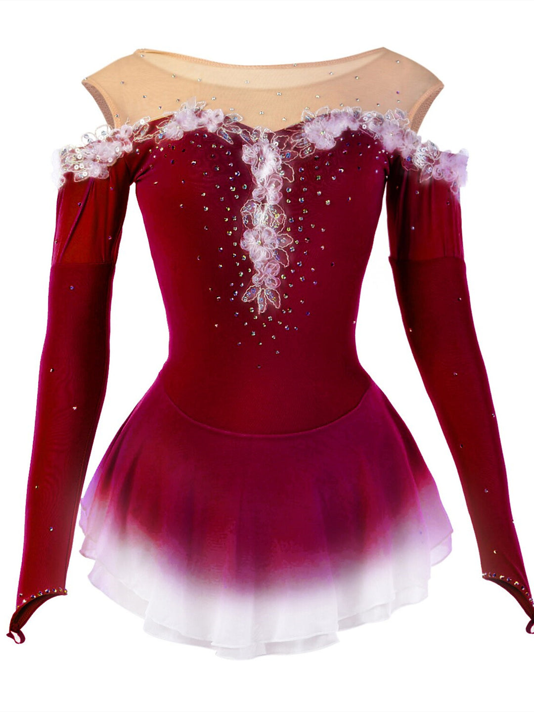 Figure Skating Dress Women's Girls' High Elasticity Dancewear Long Sleeve Ice Skating Dress