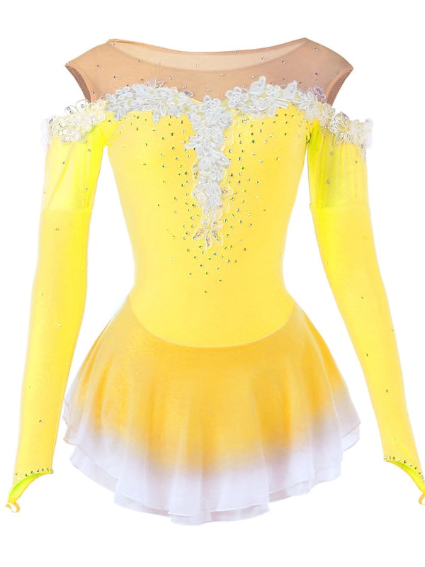 Figure Skating Dress Women's Girls' High Elasticity Dancewear Long Sleeve Ice Skating Dress