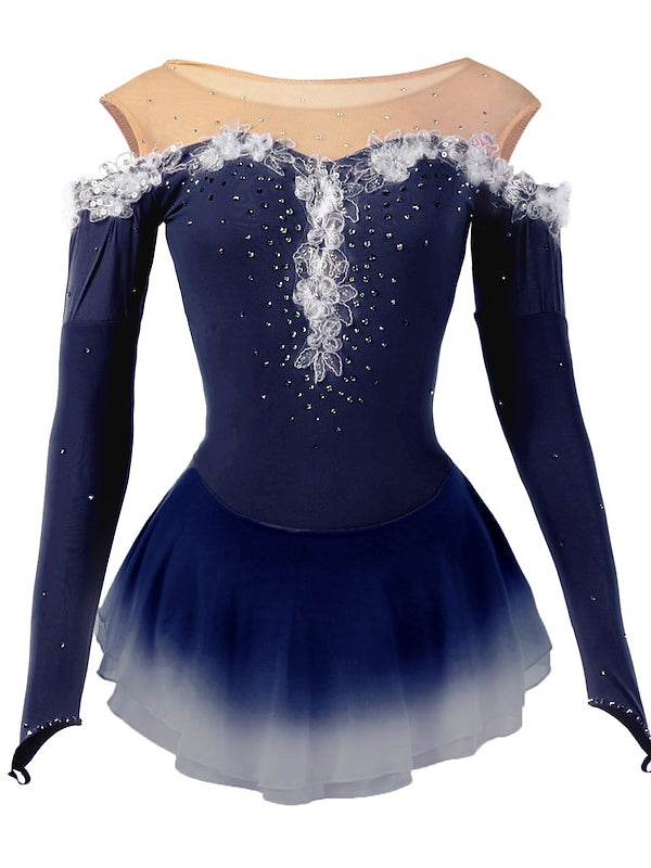 Figure Skating Dress Women's Girls' High Elasticity Dancewear Long Sleeve Ice Skating Dress