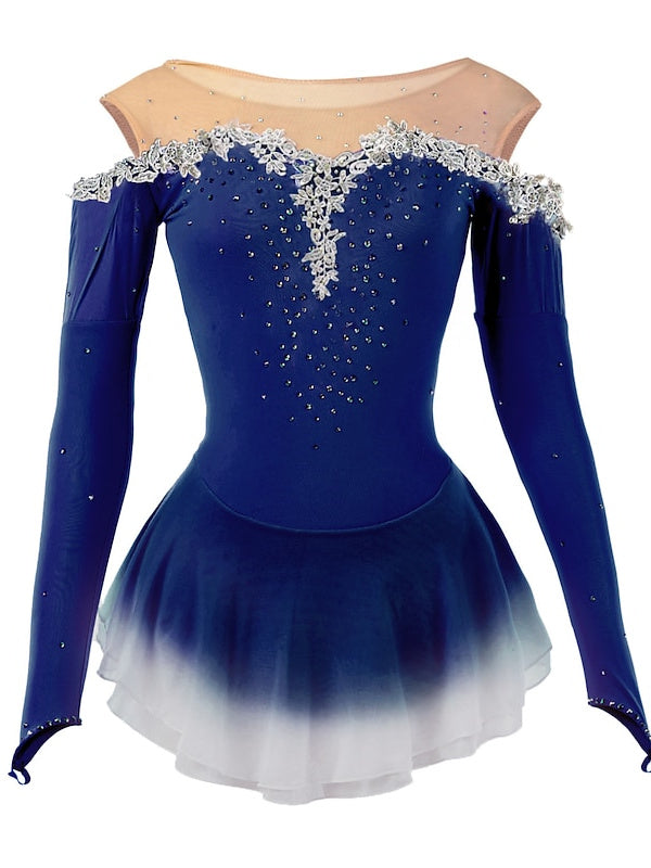 Figure Skating Dress Women's Girls' High Elasticity Dancewear Long Sleeve Ice Skating Dress