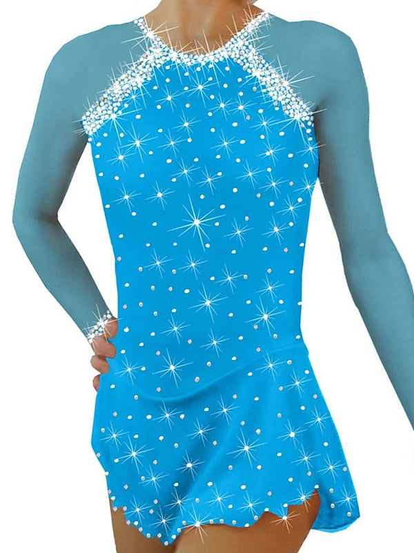 Figure Skating Dress Women's Girls' Ice  Mesh Spandex  Crystal/Rhinestone Dancewear Skating Dress