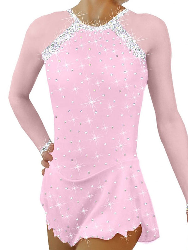 Figure Skating Dress Women's Girls' Ice  Mesh Spandex  Crystal/Rhinestone Dancewear Skating Dress