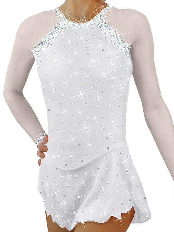 Figure Skating Dress Women's Girls' Ice  Mesh Spandex  Crystal/Rhinestone Dancewear Skating Dress