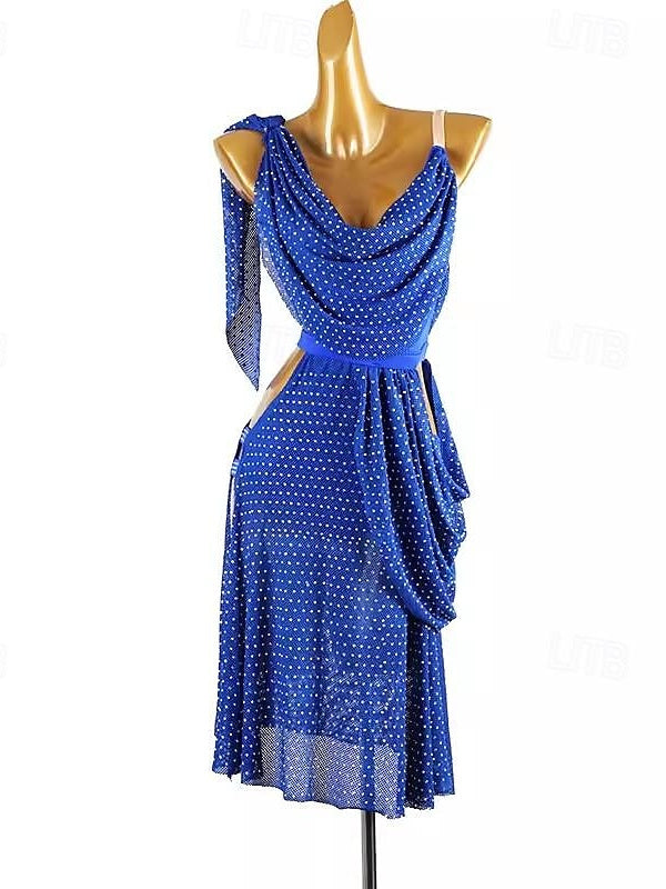 blue salsa dress Royal Blue Diva Salsa Dance Beaded Fringe Dress