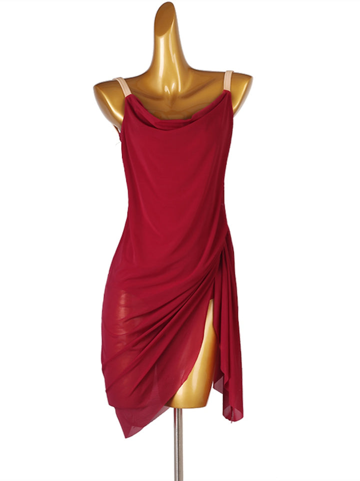 Dance Salsa Latin Dance Dress Solid Women‘s Performance Sleeveless Spandex