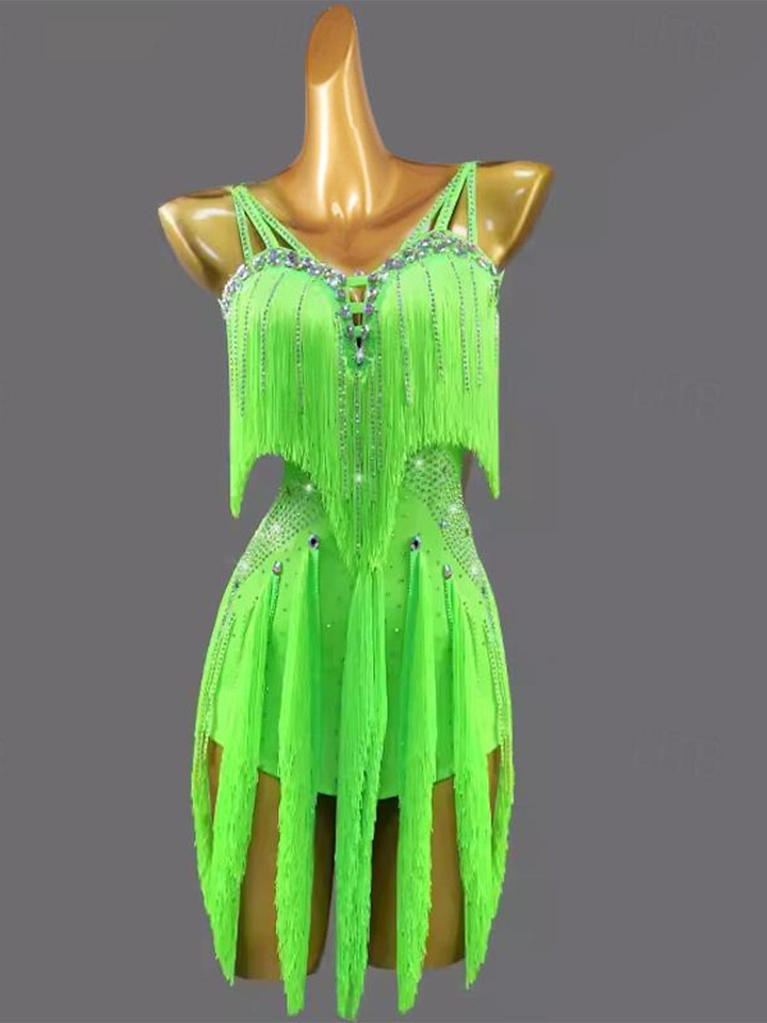 Latin Dance Dance Tassel Pure Color Splicing Women's Performance  Sleeveless Chinlon Spandex