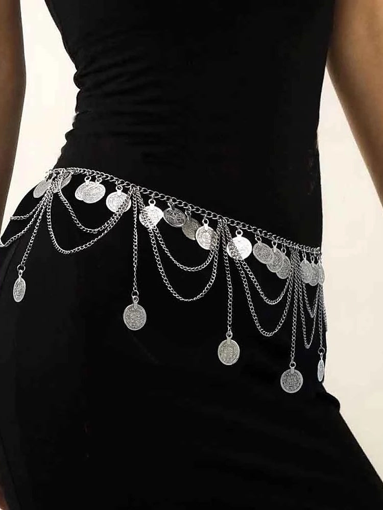 Dance Accessories Belt Metal Chain Gold Coin Silver Coin Women's Performance Training High Alloy