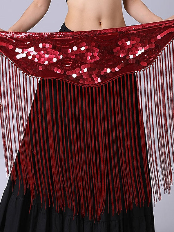 Belly Dance Dance Accessories Belt Glitter Cinch Cord Tassel Women's Performance Training High Polyester Sequined