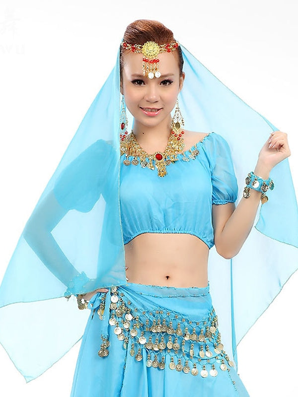 Belly Dance Dance Accessories  Copper Coin Pure Color Splicing Women's Training Performance Tulle Metal