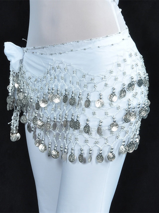 Belly  Accessories Dance Hip Scarf Coin Beading Sequins Women's Training Chiffon