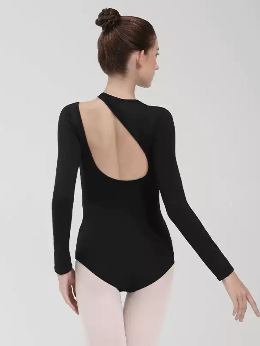 Long Sleeves Ballet Halter Black Yoga Dance Basic Training Leotard / Onesie