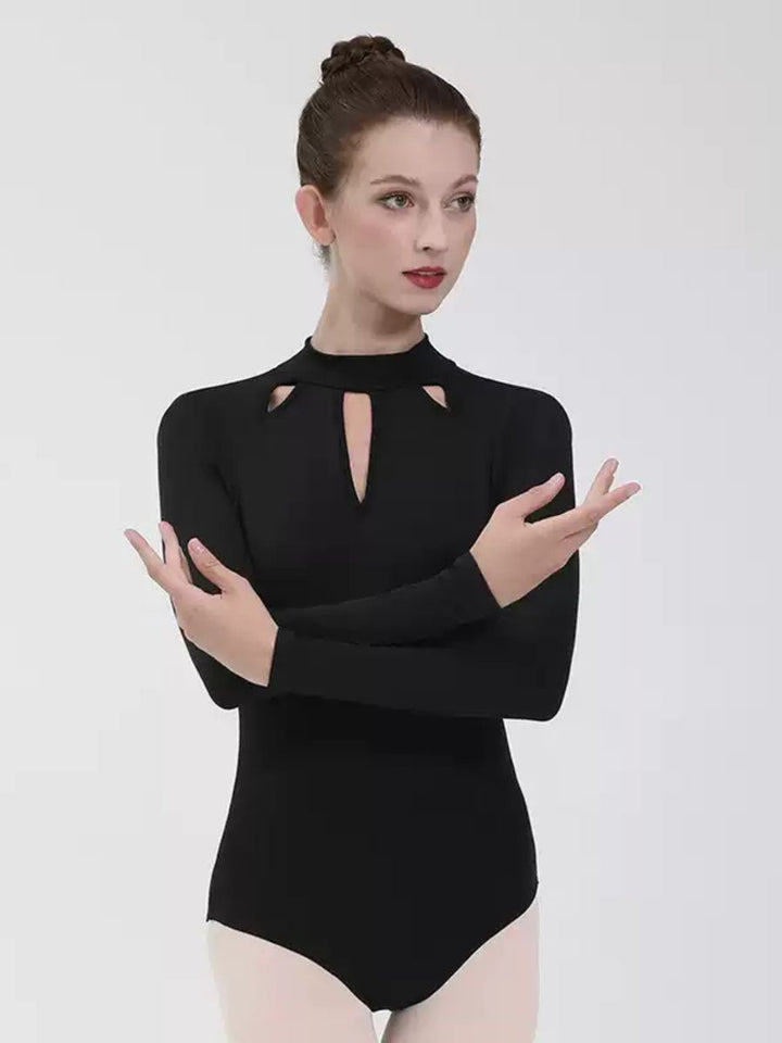 Simple Ballet Dance Basic Long Sleeves Halter Training Leotard / Onesie