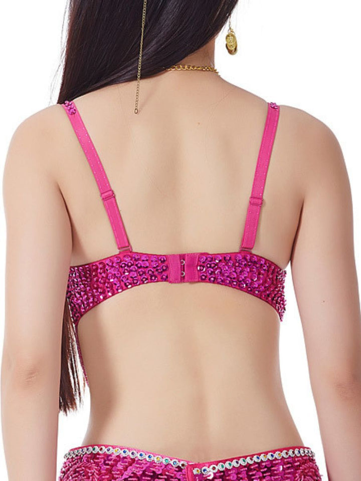 Belly Dancewear Sexy Sparkling Rhinestone Bra with Beading Tassel