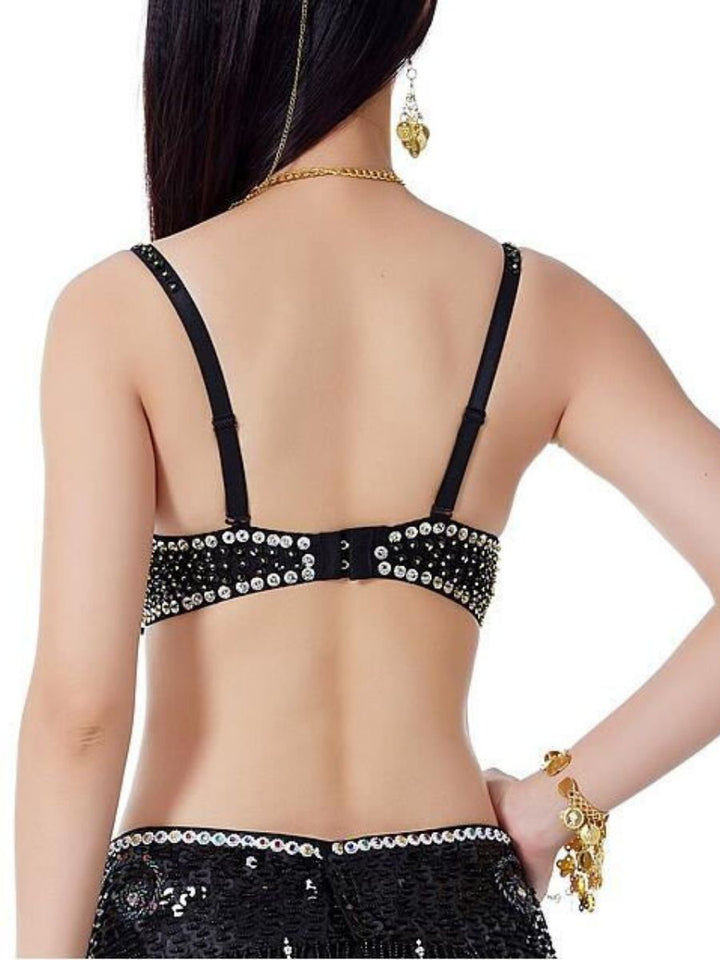 Belly Dancewear Rhinestone Sequin Sleeveless Spaghetti Bra