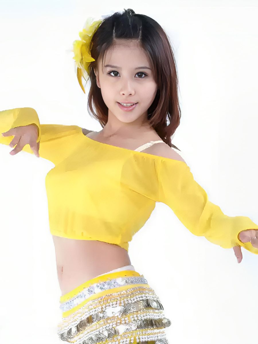 Belly Dancewear Off-the-Shoulder Long Sleeves Short Top Performance Costume