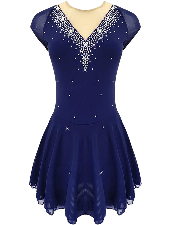 Figure Skating Women's Girls' Short Sleeves Training Practice Ice Skating Dress