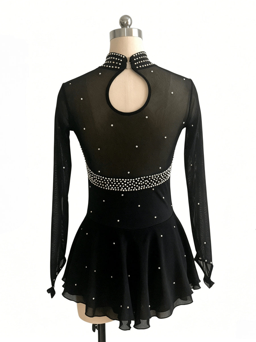 Figure Skating Dress Women's Girls' Ice Skating Dress Black Tulle Training Practice Professional Skating Wear