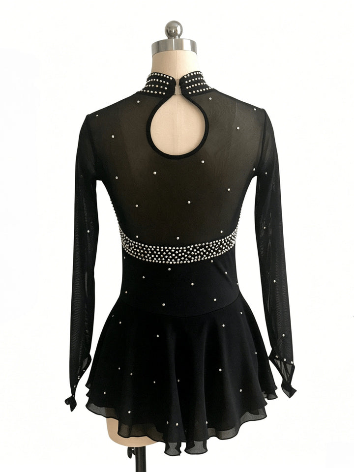 Figure Skating Dress Women's Girls' Ice Skating Dress Black Tulle Training Practice Professional Skating Wear