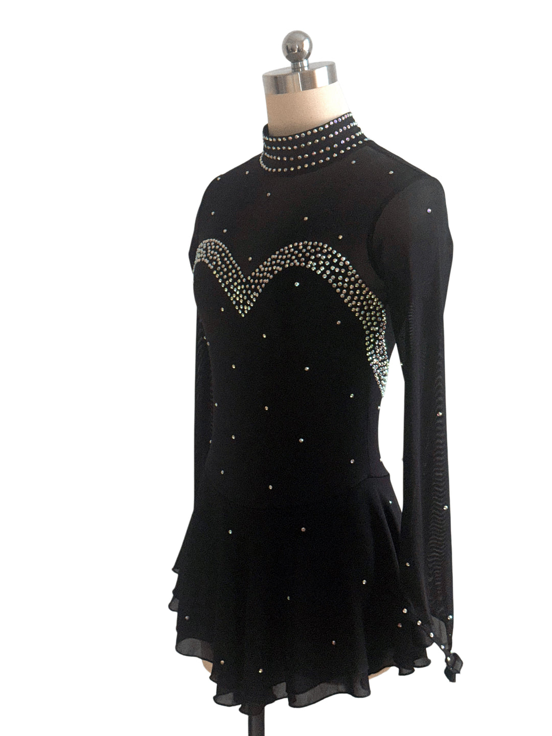 Figure Skating Dress Women's Girls' Ice Skating Dress Black Tulle Training Practice Professional Skating Wear