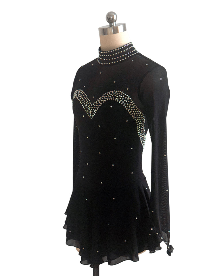 Figure Skating Dress Women's Girls' Ice Skating Dress Black Tulle Training Practice Professional Skating Wear