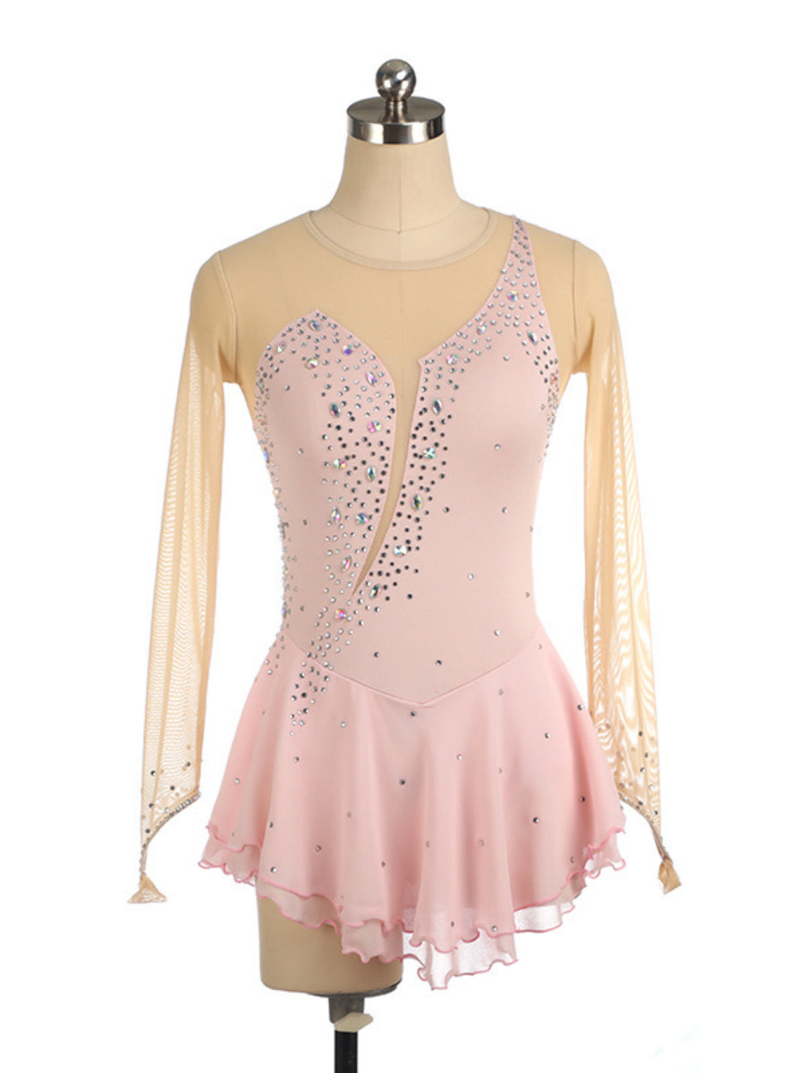 Figure Skating Dress Women's Girls' Ice Skating Dress Red Spandex Training Practice Professional Skating Wear