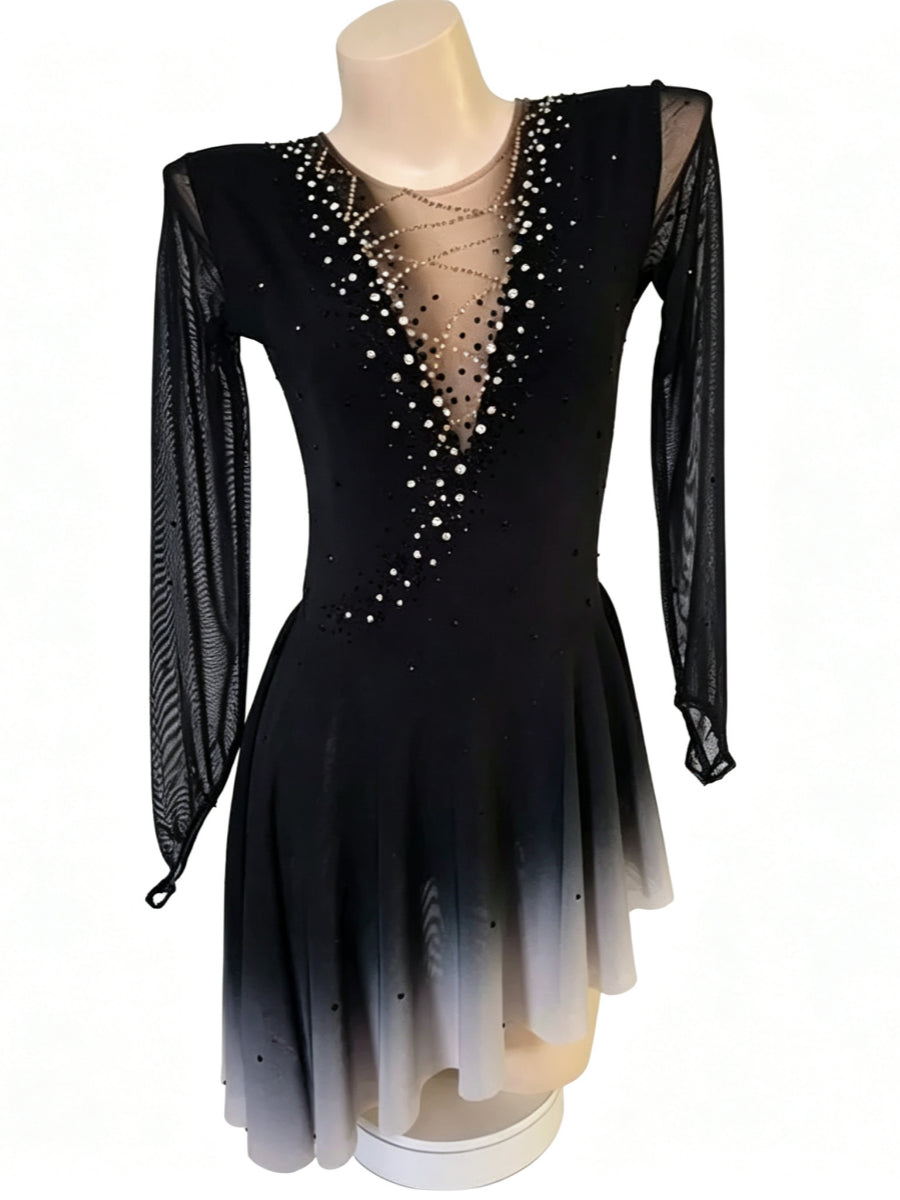 Figure Skating Dress Women's Girls' Ice Skating Dress Tulle Long Sleeves Training Practice Professional Skating Wear