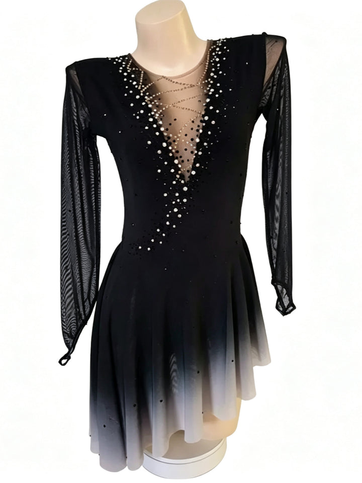 Figure Skating Dress Women's Girls' Ice Skating Dress Tulle Long Sleeves Training Practice Professional Skating Wear