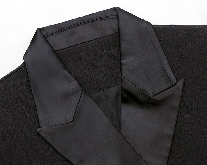 Women's Peaked Lapel Double-breasted Eight-button Lace Flared Sleeves Blazer Dresses