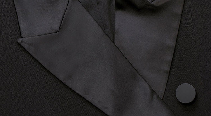 Women's Peaked Lapel Double-breasted Eight-button Lace Flared Sleeves Blazer Dresses