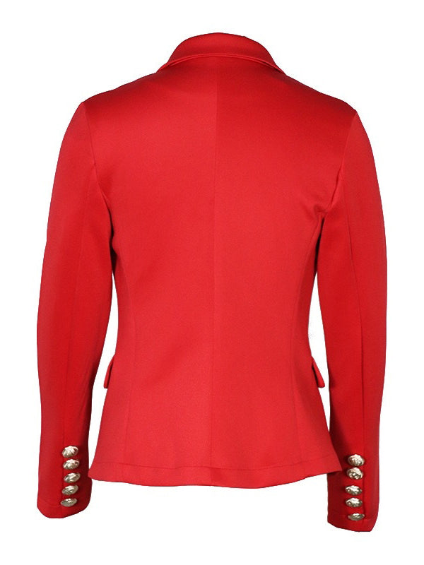 Women's Peaked Lapel Double-breasted Six-button Blazer with Pockets