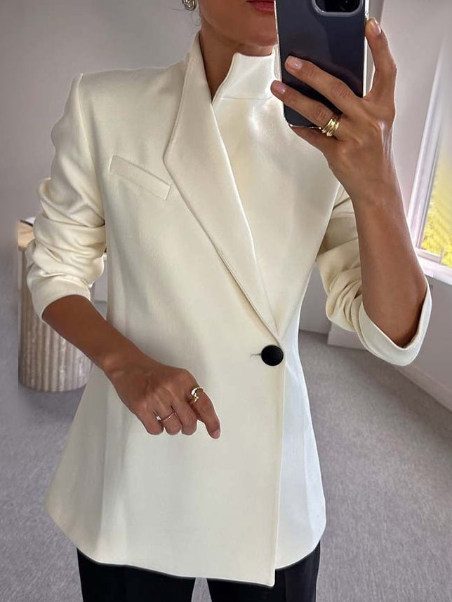 Women's High Neck Single Breasted One-button Solid Color Blazer