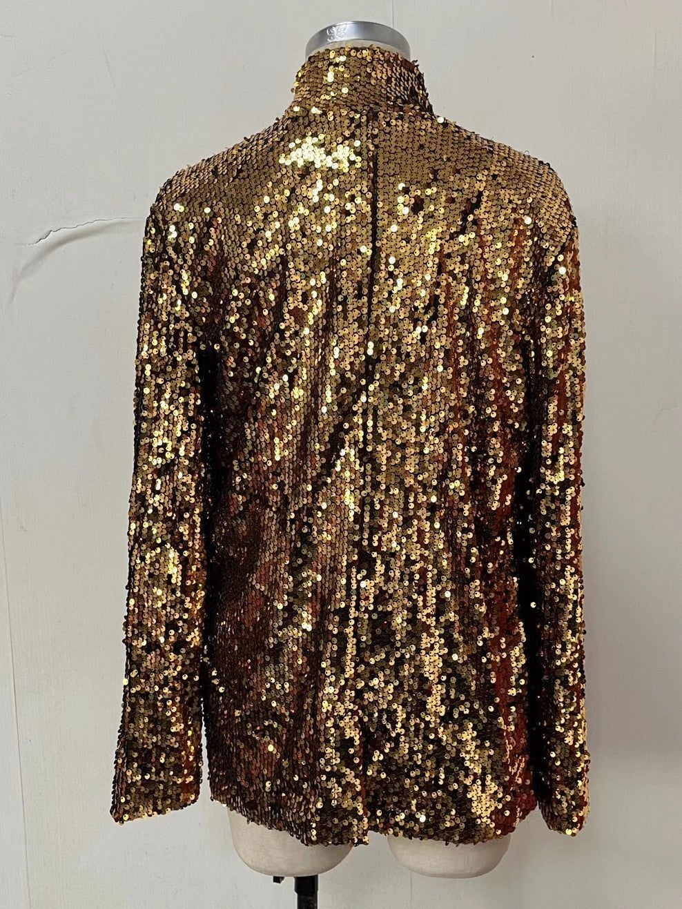 Women's Notched Lapel Sequined Long Sleeves Blazer