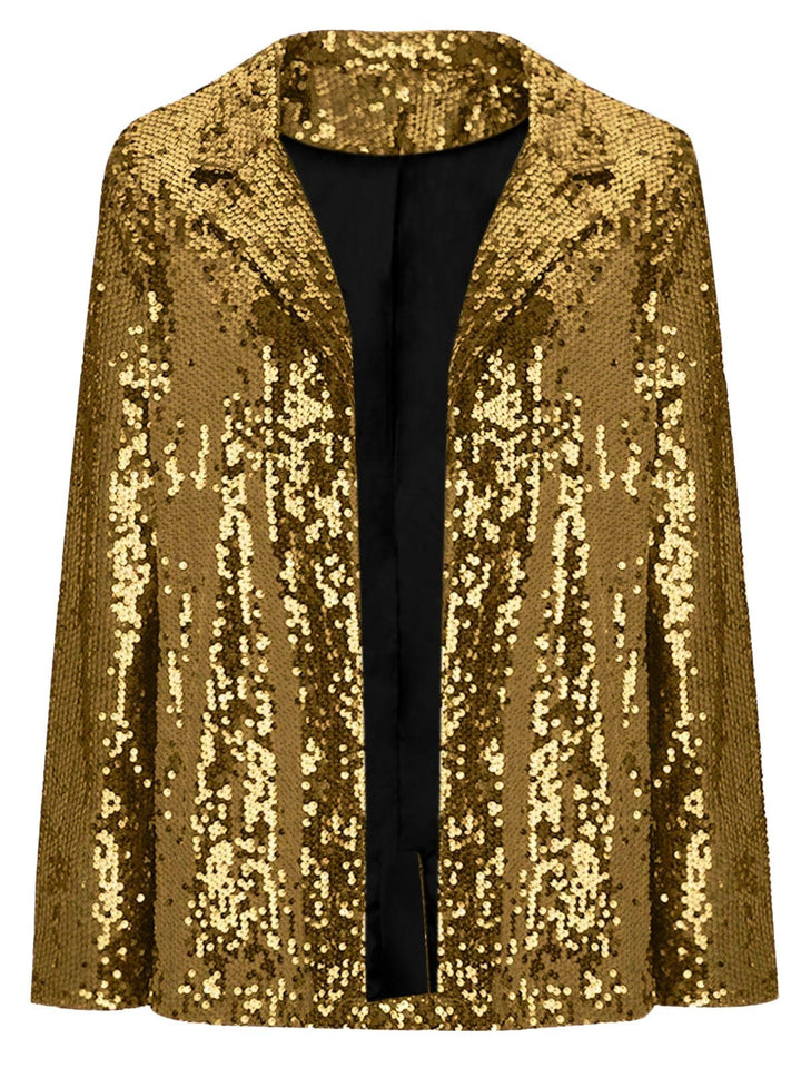Women's Notched Lapel Sequined Long Sleeves Blazer