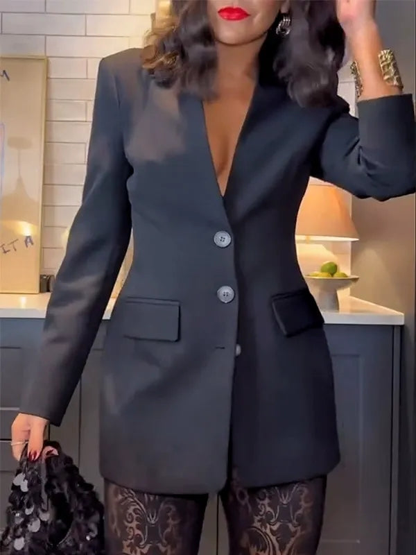 Women's 2 Pieces Shawl Lapel Single Breasted Three-button Suits with Lace Flare Pants