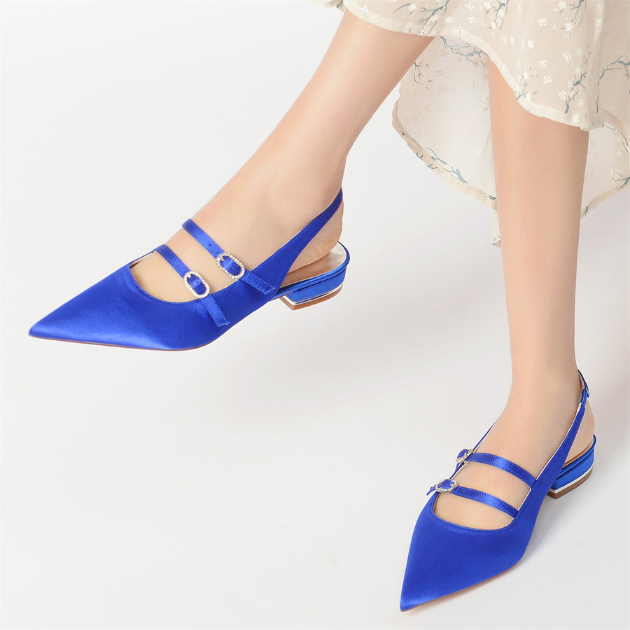 Women's Wedding Shoes Pointed Toe Low Heel Minimalist Bridal Shoes