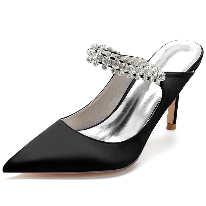 Women's Wedding Shoes Pointed Toe High Heel Bridal Shoes with Rhinestones