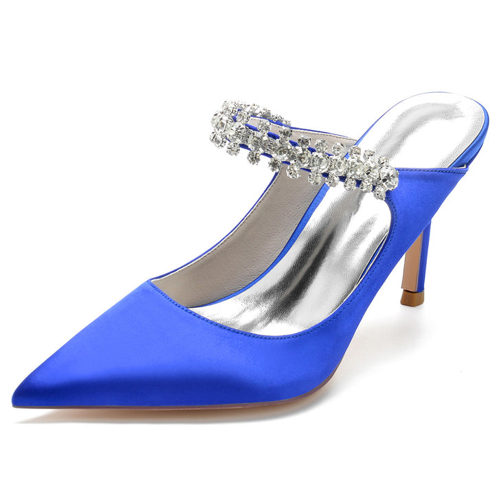 Women's Wedding Shoes Pointed Toe High Heel Bridal Shoes with Rhinestones