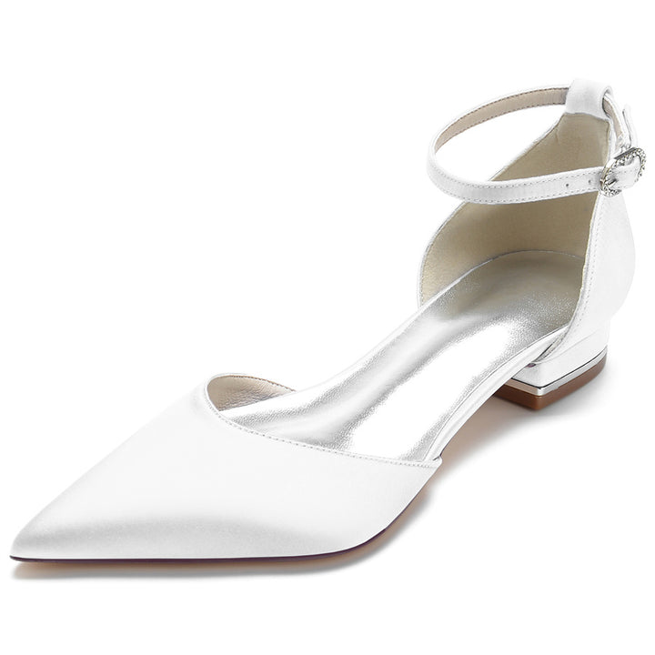 Women's Wedding Shoes Pointed Toe Low Heel Minimalist Bridal Shoes