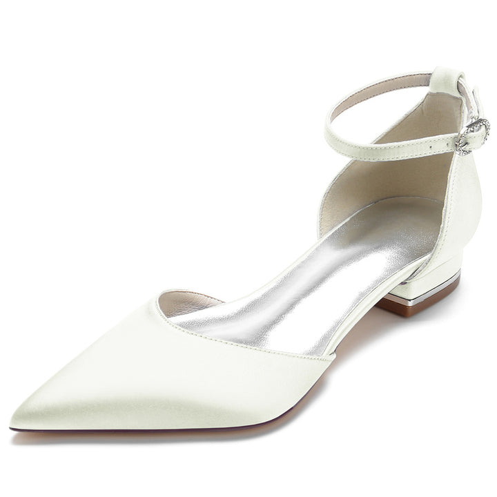 Women's Wedding Shoes Pointed Toe Low Heel Minimalist Bridal Shoes