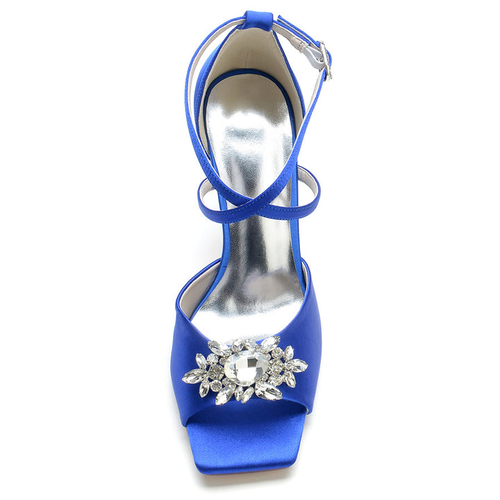 Women's Wedding Shoes Elegant Peep Toe High Heel Bridal Shoes with Rhinestones