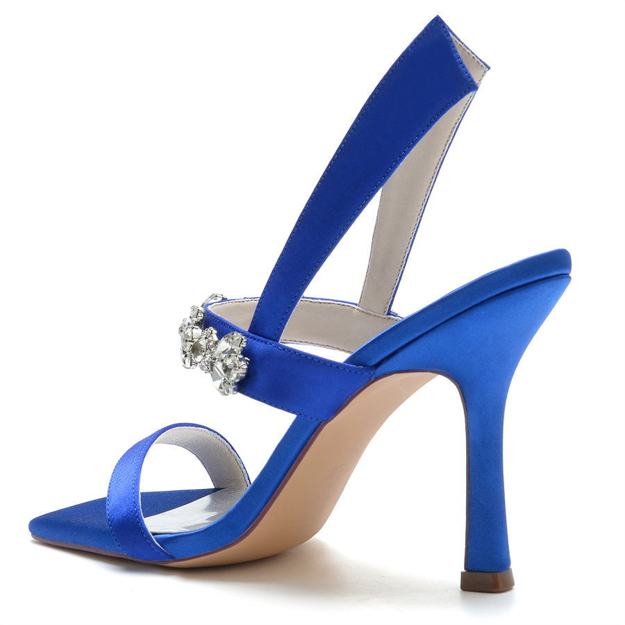 Women's Wedding Shoes High Heel Opened Toe Bridal Shoes with Rhinestones