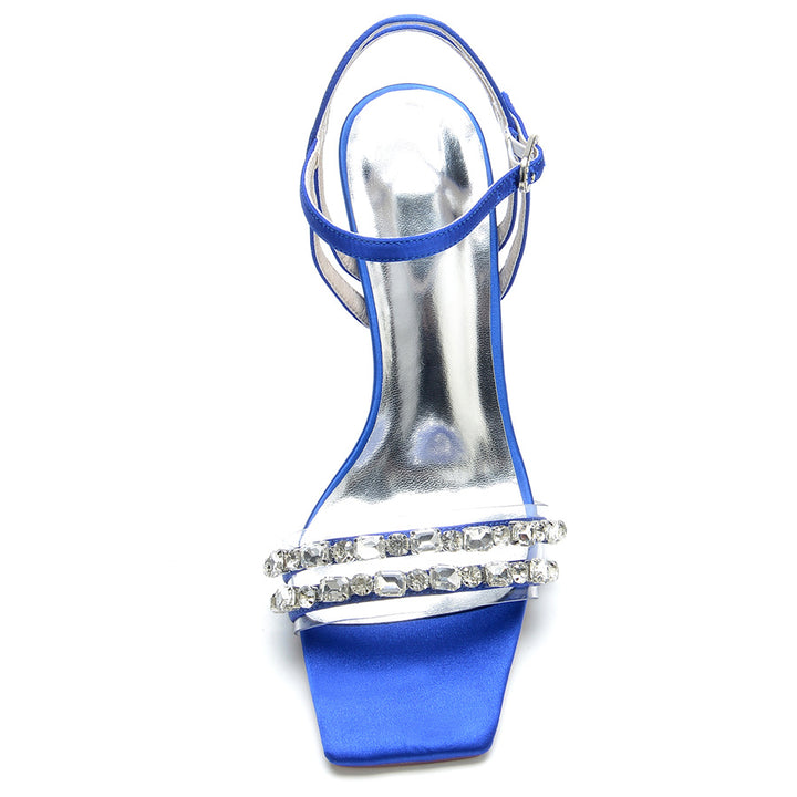 Women's Wedding Shoes Opened Toe High Heel Bridal Shoes with Rhinestones