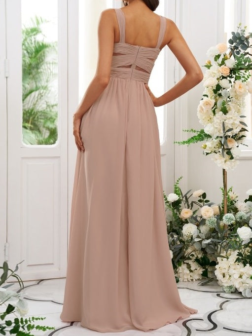 A-Line/Princess Spaghetti Straps Sleeveless Floor-Length Bridesmaid Dresses