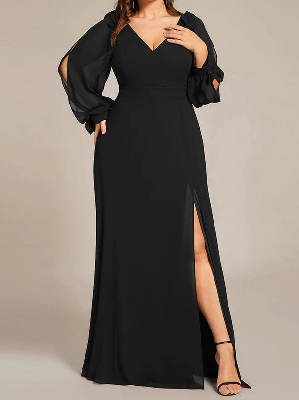 A Line/Princess Long Sleeves Floor-Length V Neck Bridesmaid Dresses