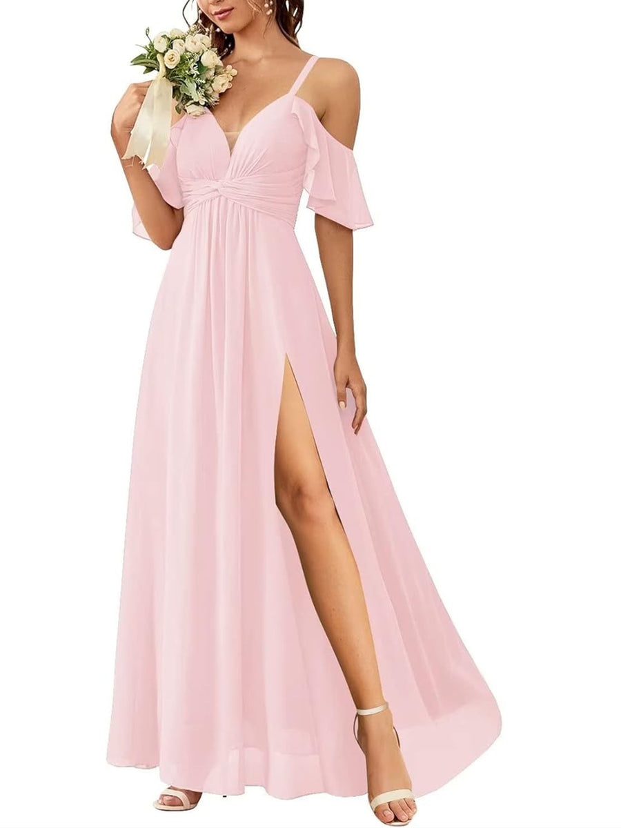 A-Line/Princess Off-the-Shoulder Floor-Length Bridesmaid Dresses