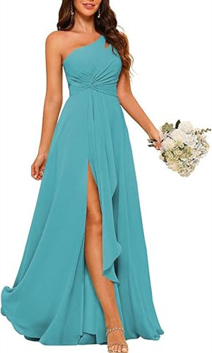 A-Line/Princess One-Shoulder Floor-Length Split Side Bridesmaid Dresses