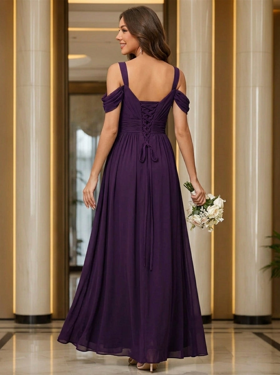 A-Line/Princess Chiffon Sweetheart Sleeveless Floor-Length Bridesmaid Dresses