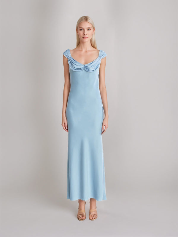 Sheath/Column Scoop Ruched Ankle-Length Vintage Prom Dresses with Lace-Up & Opened Back