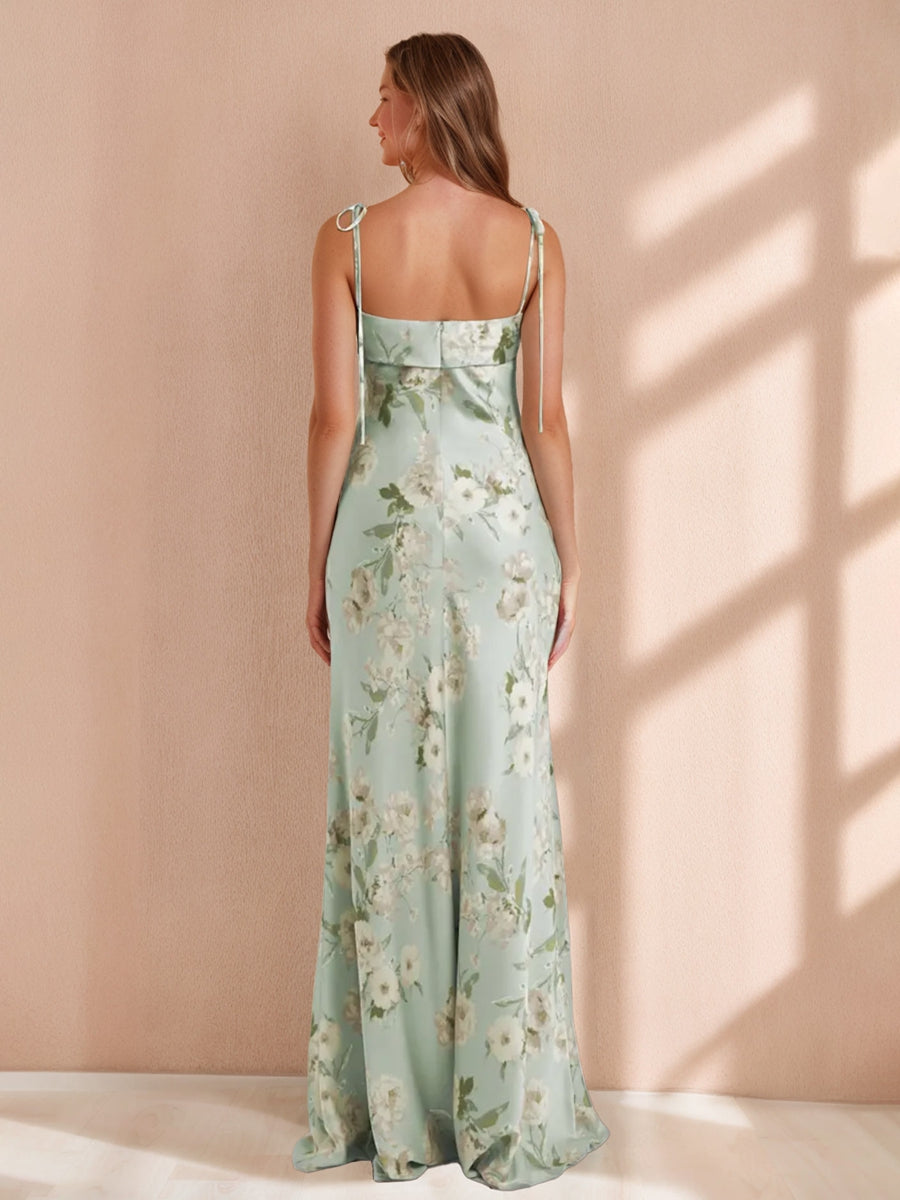 Sheath/Column Spaghetti Straps Sleeveless Printed Floral Long